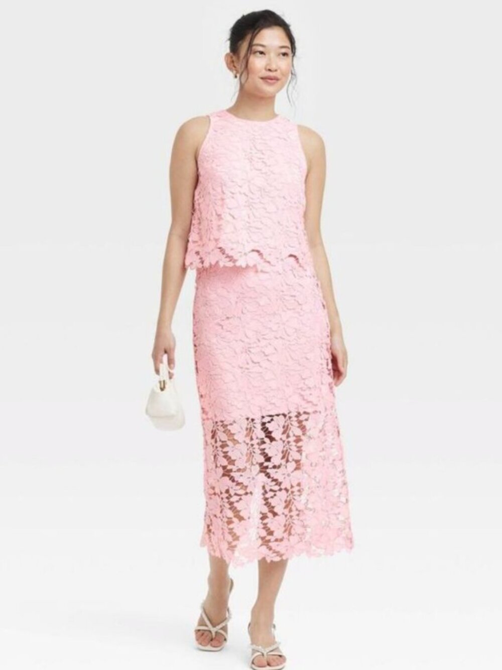 A New Day Women’s Pink Lace Midi A-Line Skirt in Pink size Small - Picture 4 of 5